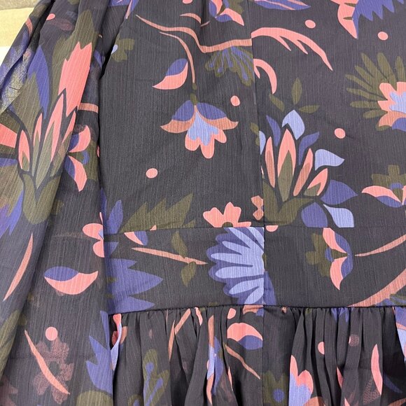 Ted Baker Stephanie Floral Print Blouse Size 4 Keyhole Detail Sheer Long Sleeve - Picture 11 of 16